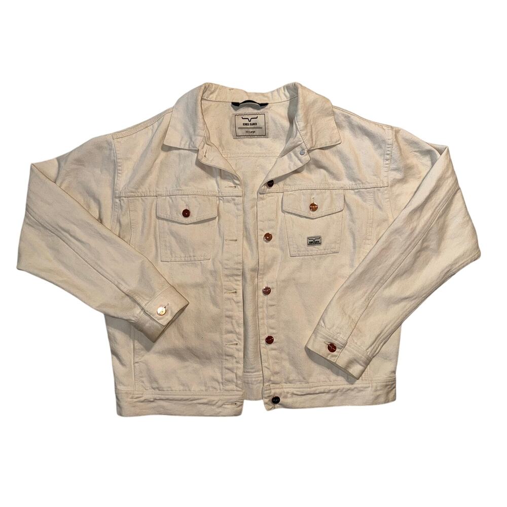 Kimes Ranch XXL Women’s Cream Chelsea Denim Gold Button Jacket Western Box Fit